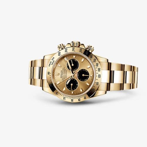 Daytona Yellow Gold Black Eye — photo from WatchBase · Photo: WatchBase · © WatchBase, used with permission · Source: https://watchbase.com/rolex/daytona/116528-0041