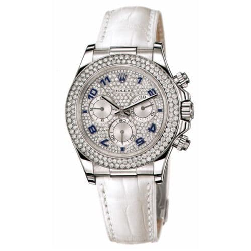 Daytona White Gold Double Row Strap Paved — photo from WatchBase · Photo: WatchBase · © WatchBase, used with permission · Source: https://watchbase.com/rolex/daytona/116589rbr-0002