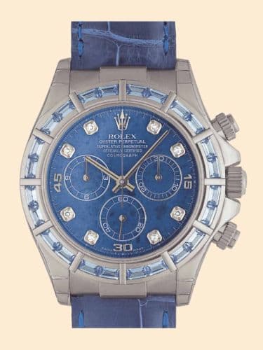 Daytona White Gold Blue Sapphire Strap Sodalite Diamond — photo from WatchBase · Photo: WatchBase · © WatchBase, used with permission · Source: https://watchbase.com/rolex/daytona/116589saci-0003