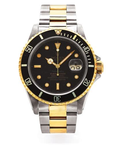 Submariner Date 16613 Black Tiffany Tritium — photo from WatchBase · Photo: WatchBase · © WatchBase, used with permission · Source: https://watchbase.com/rolex/submariner/16613-black-tiffany-tritium