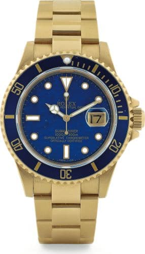 Submariner 16618 Lapis — photo from WatchBase · Photo: WatchBase · © WatchBase, used with permission · Source: https://watchbase.com/rolex/submariner/16618-lapiz