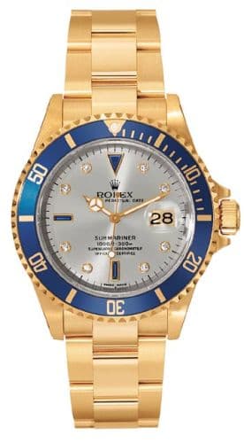 Submariner 16618 Silver Serti — photo from WatchBase · Photo: WatchBase · © WatchBase, used with permission · Source: https://watchbase.com/rolex/submariner/16618-silver-serti