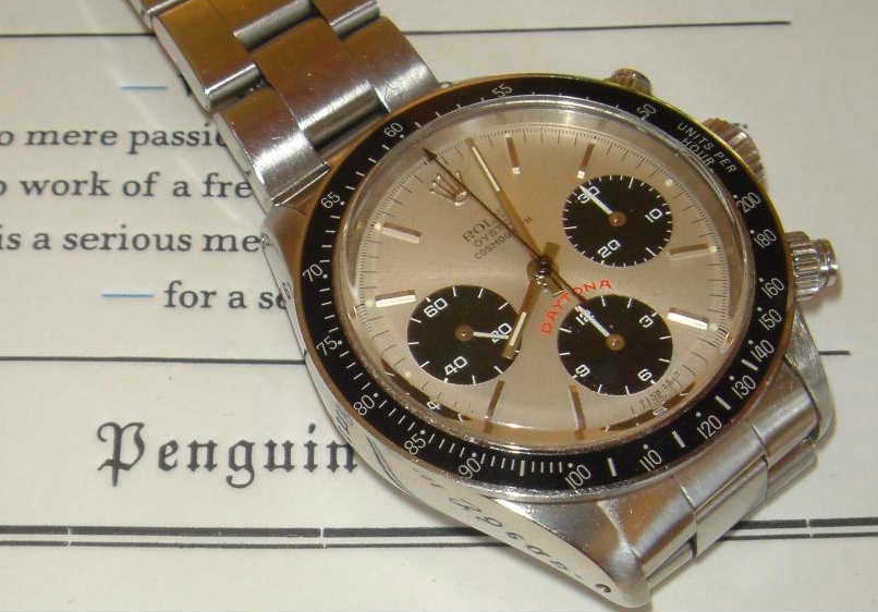 Stainless-steel Rolex Cosmograph Daytona ref. 6263, circa 1980; reference stated in the file description and upload log. · Photo: Rastapopoulos (English Wikipedia) · Public domain · Source: https://commons.wikimedia.org/wiki/File:Cosmo.jpg